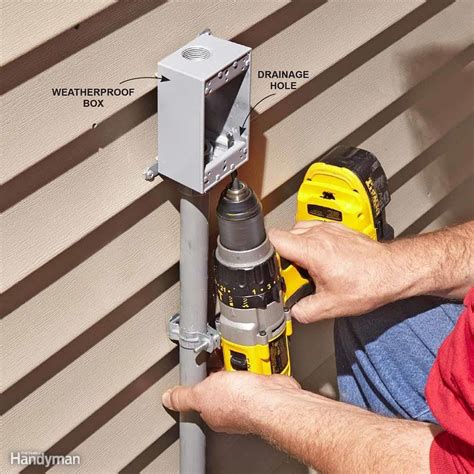 drill a hole through electrical box to hang light|electrical box for outdoor lighting.